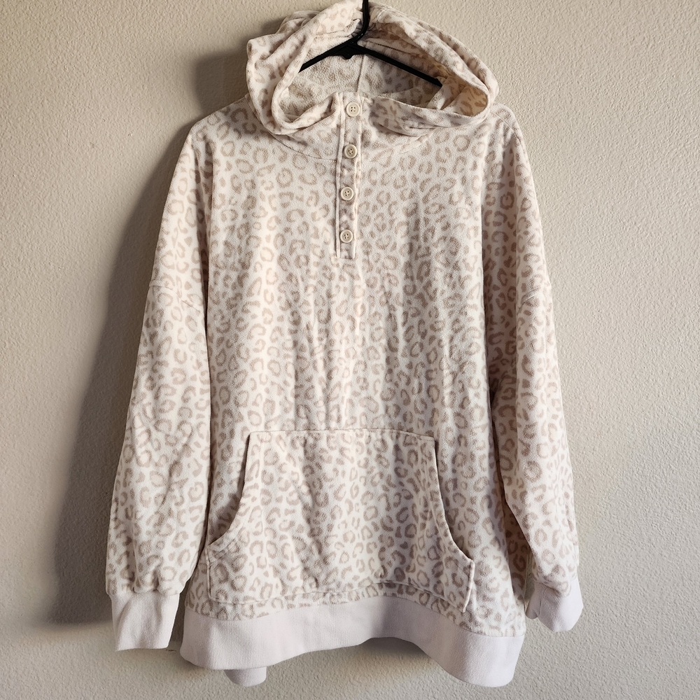 Old Navy Cream Leopard Print Cowl Neck Sweater Xxl - Picture 1 of 8